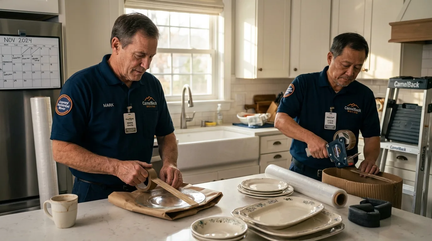 Professional crew packing kitchen dishware in Green Springs, OH